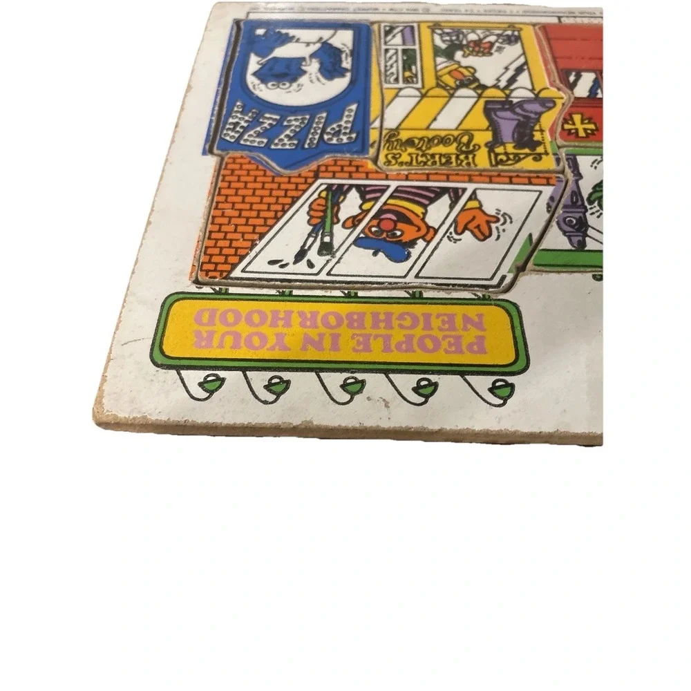 Vintage Playskool 'People in Your Neighborhood' Wood‎ Puzzle 1974 Sesame Street